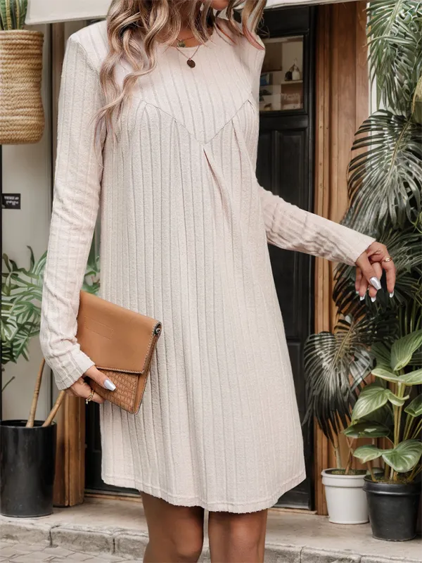 Trim Round Neck Collared Detail Dress
