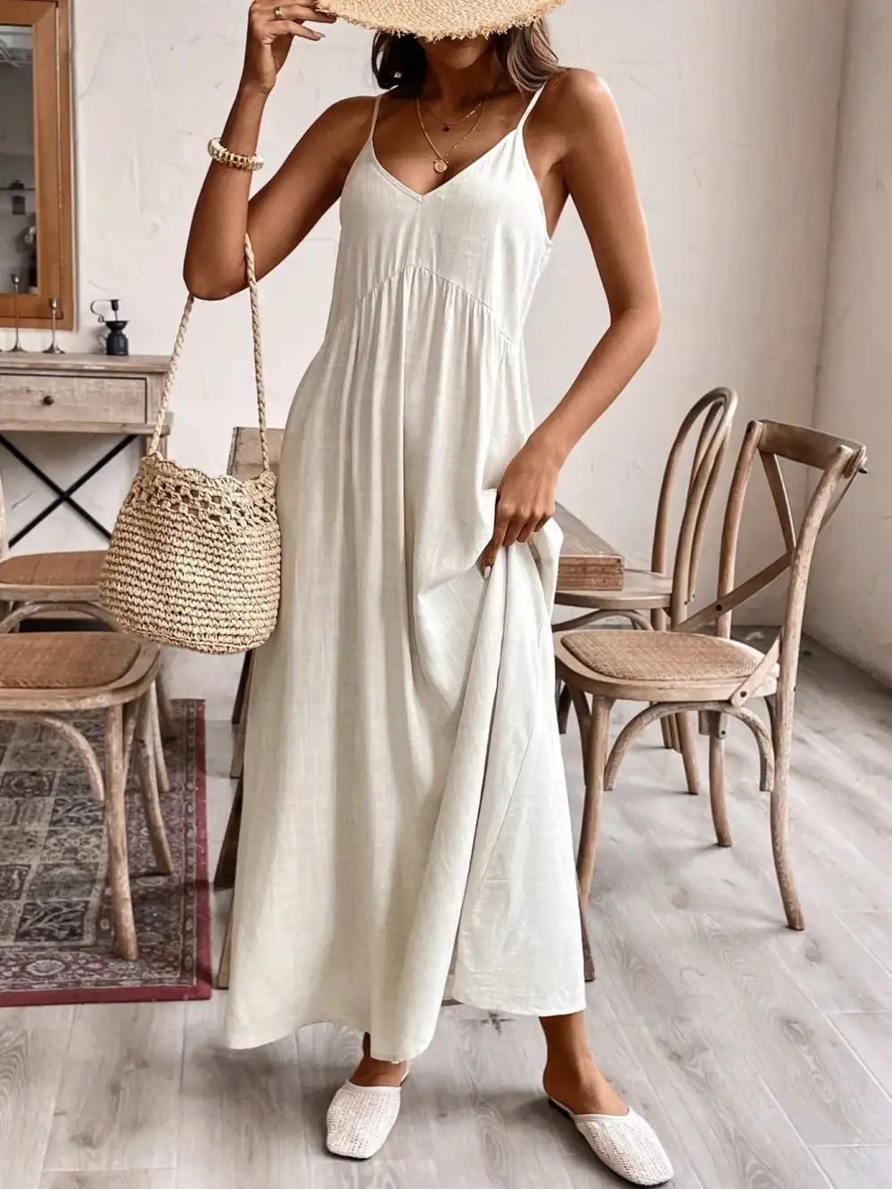 Casual Spaghetti Strap Maxi Dress