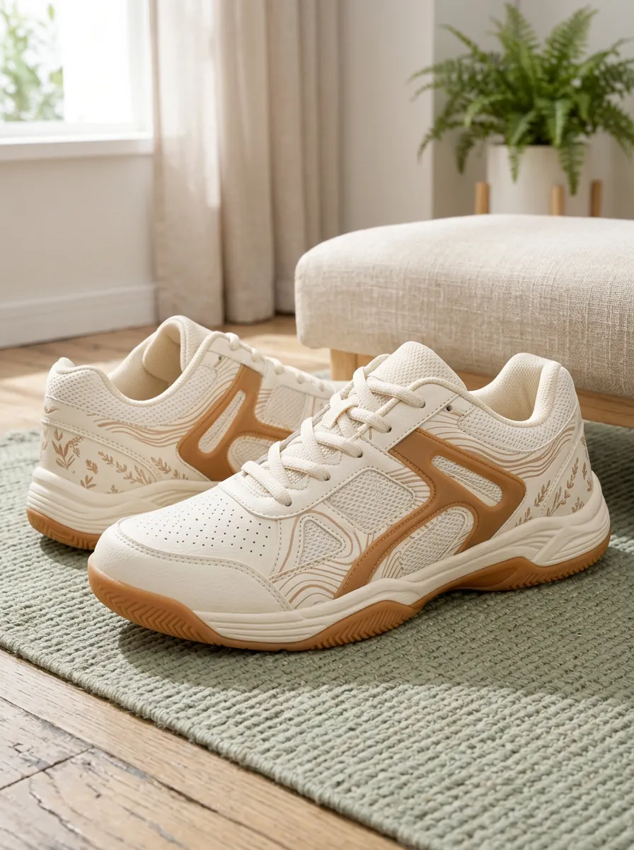 Women's Botanical Floral Beige Printed Sneakers