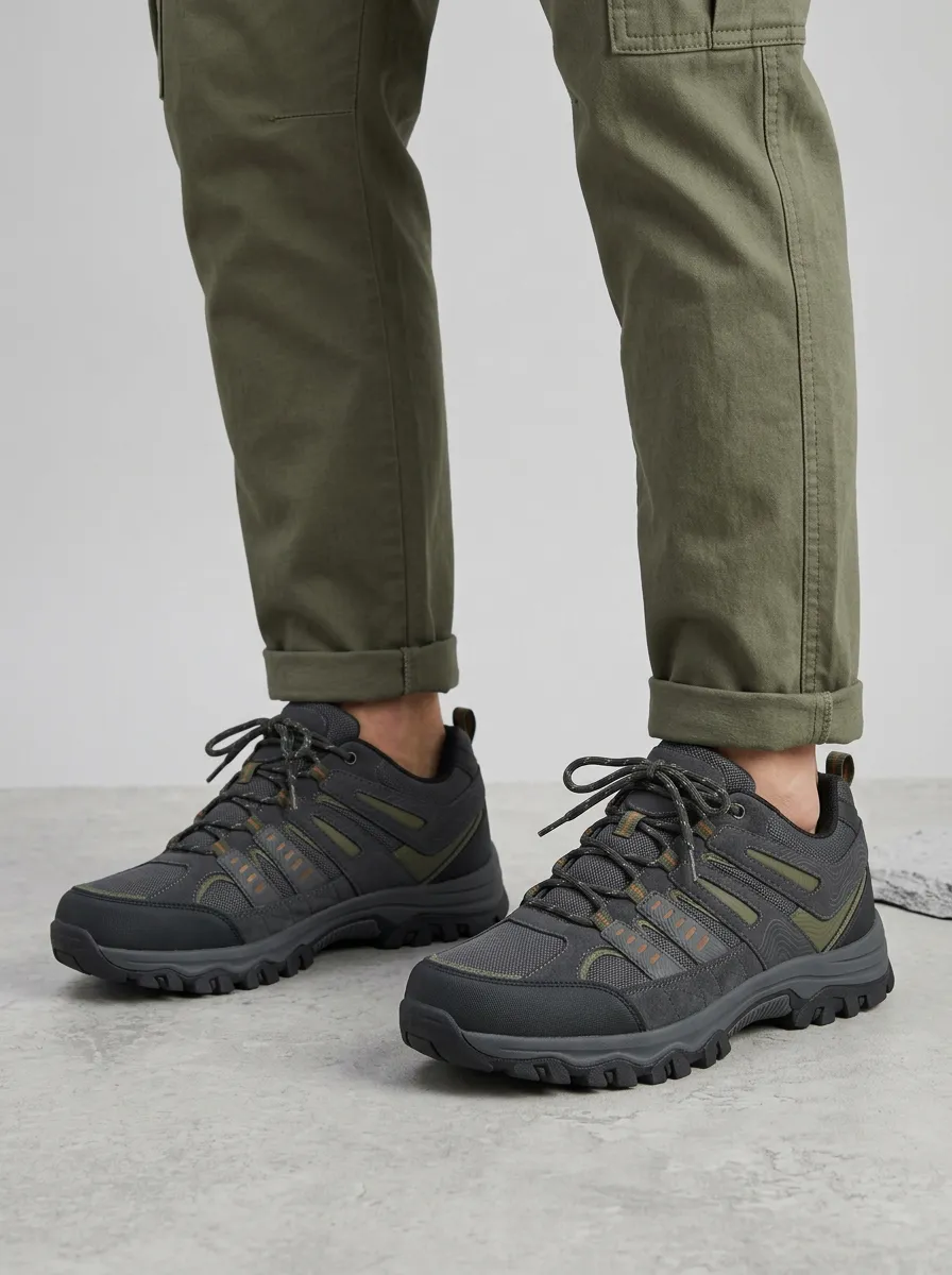 Men's Outdoor Hiking Topographic Pattern Printed Trekking Shoes