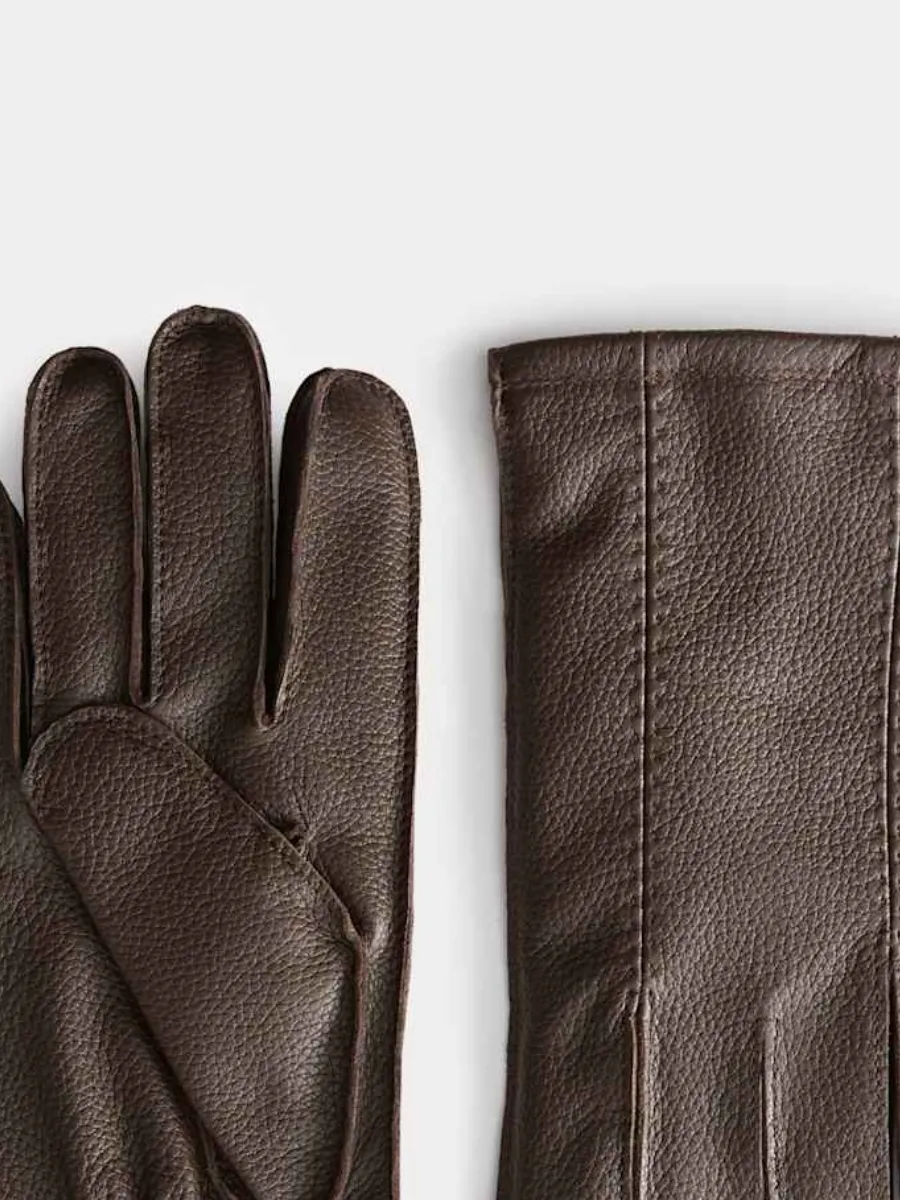 Elegant Brown Leather Gloves