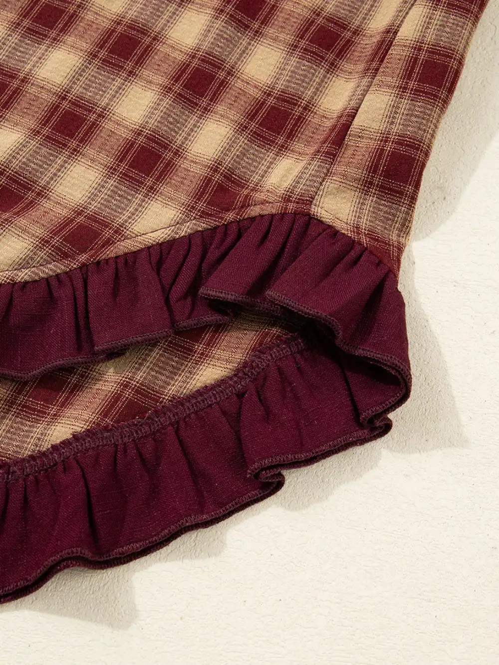 Plaid Patchwork Ruffle Mini Dress
