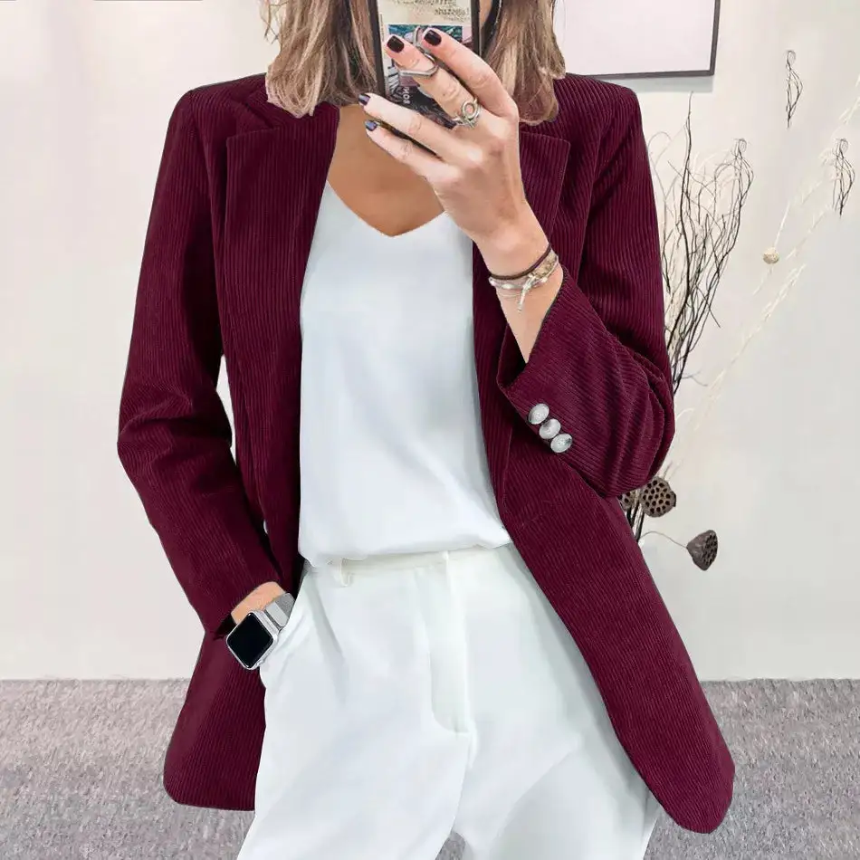 Lapel-Collar Corduroy Blazer