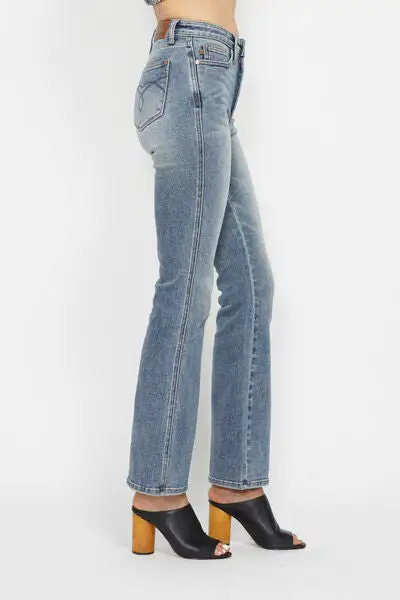 Casual Flare Leg Embroidered Denim Jeans