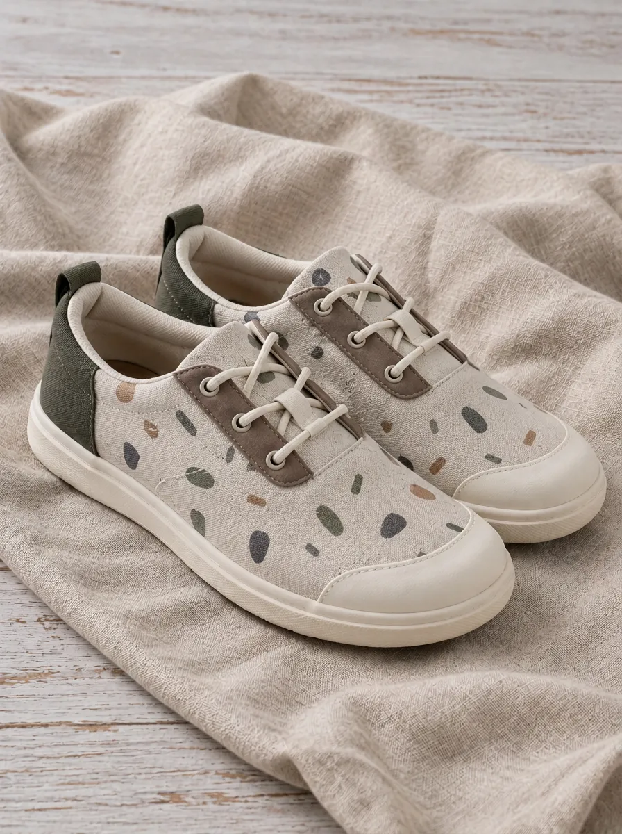 Men's Minimalist Abstract Pebble Printed Canvas Shoes