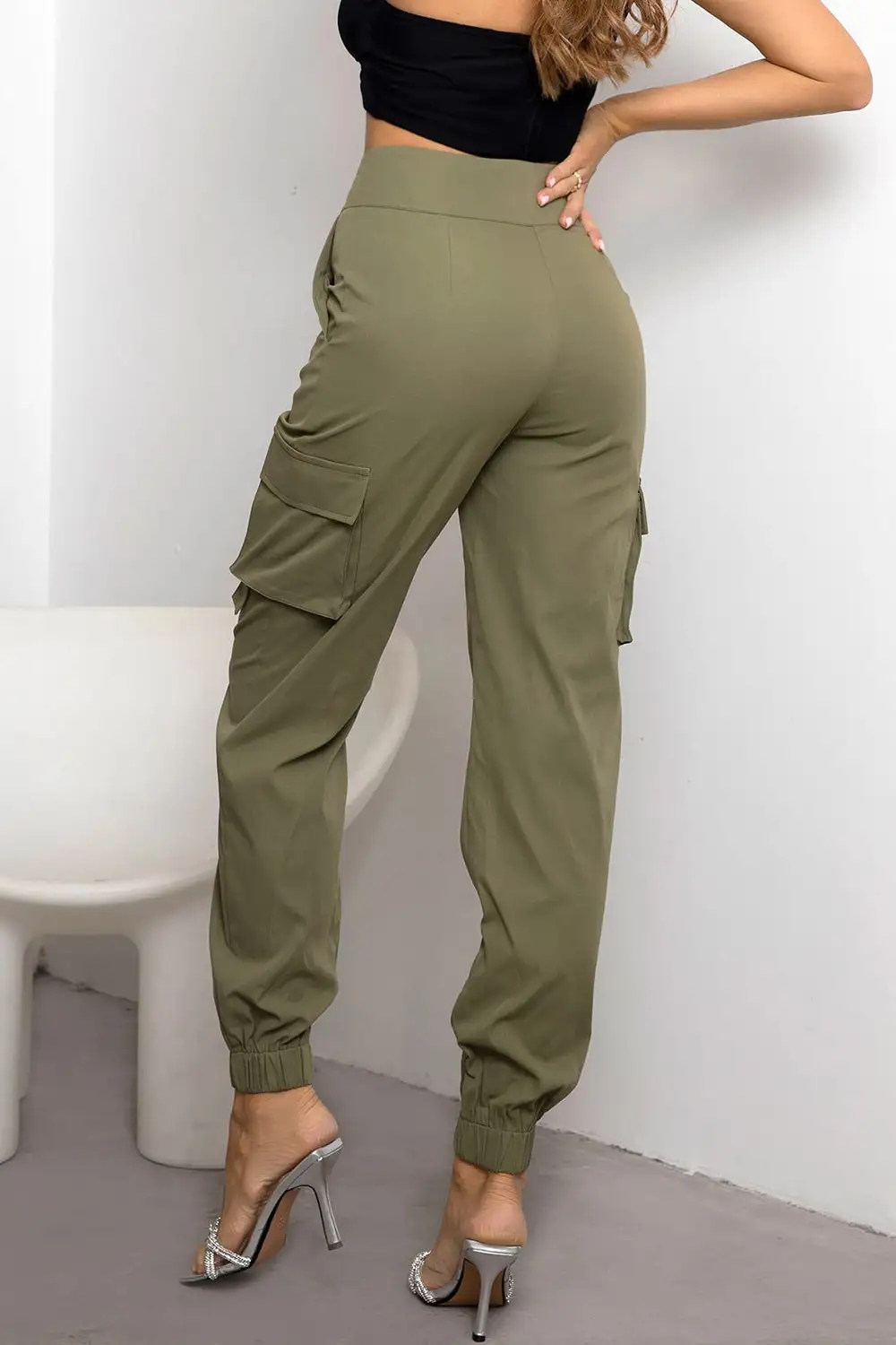 High Waist Pocketed Everyday Lightweight Cargo Pants