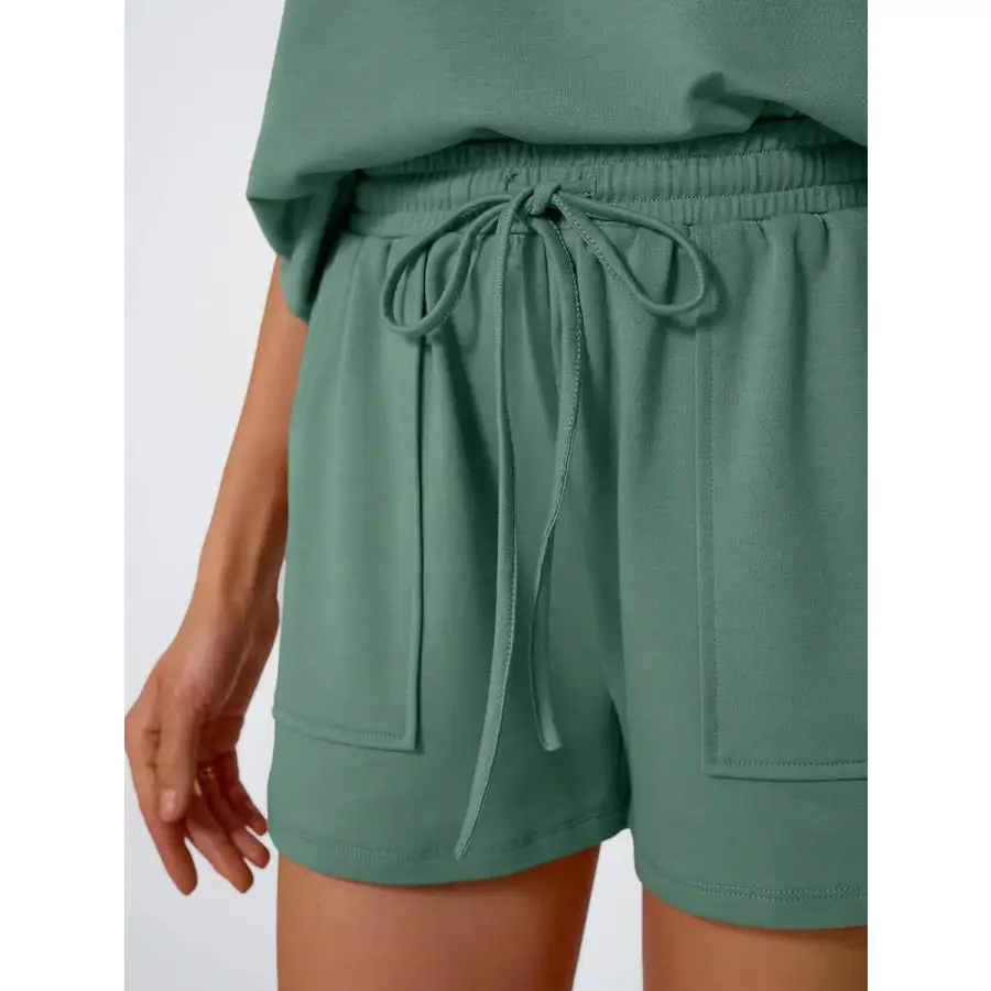 Relaxed Round Neck Cap Sleeve Top and Shorts Set