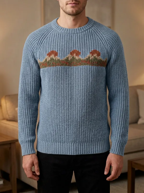 Men's Mountain Landscape Knit Sweater