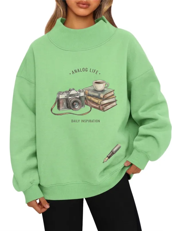 Women's Analog Life Photography Books Printed Sweatshirt