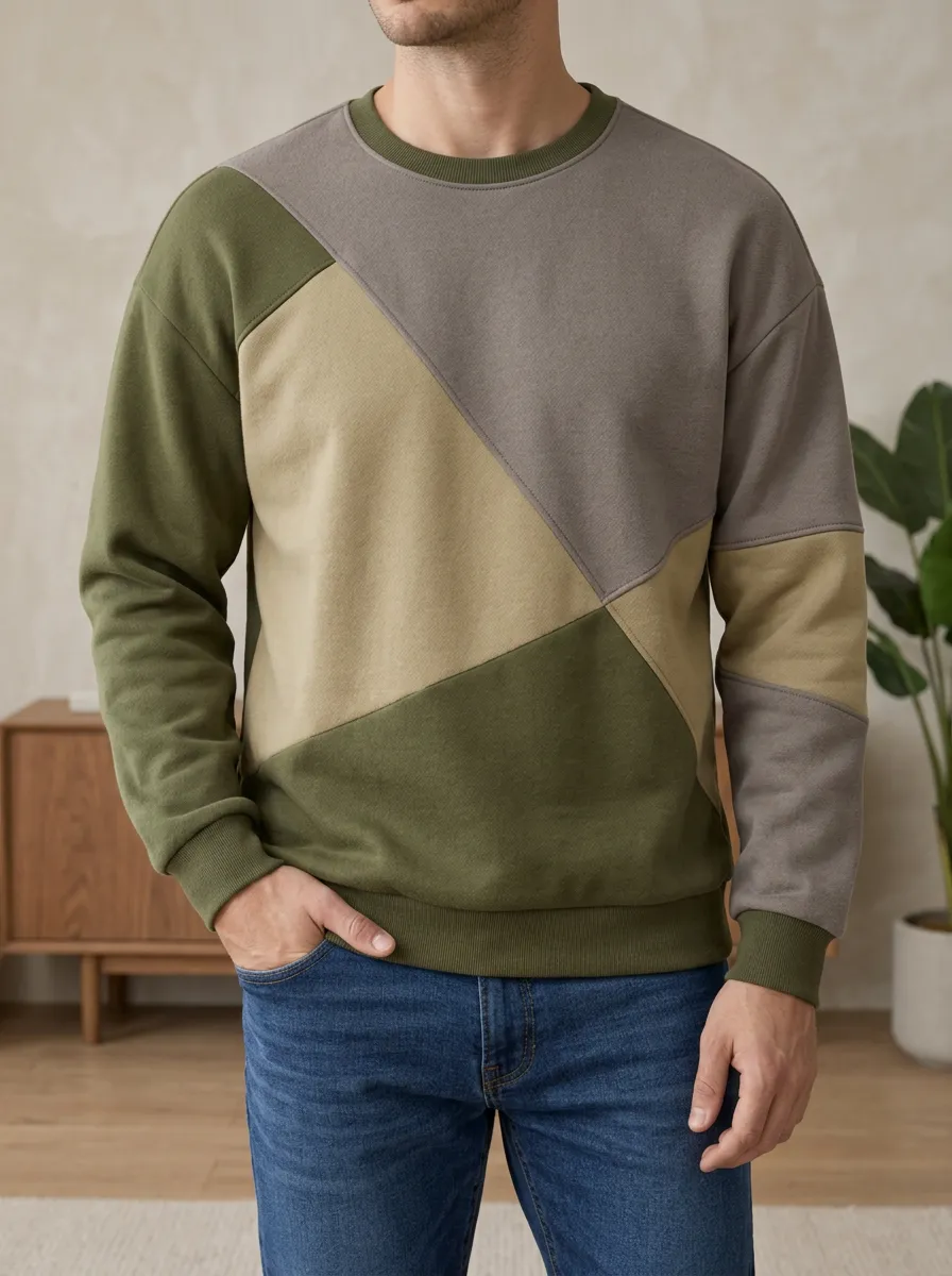 Men's Multi-Tone Colorblock Crewneck Sweatshirt Hiking