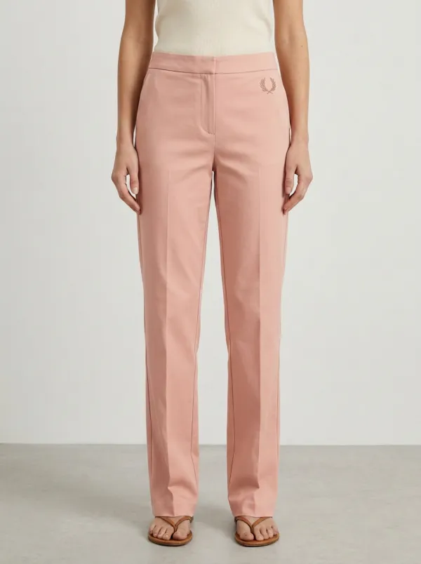 Women's Minimalist Wreath Logo Embroidered Mid-Rise Straight Leg Pants