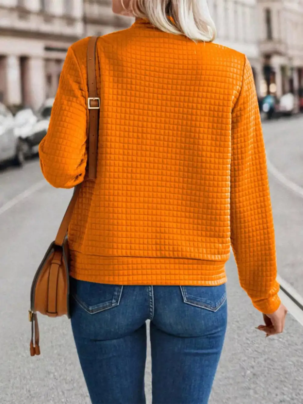 Textured Zip-up Long Sleeve Jacket