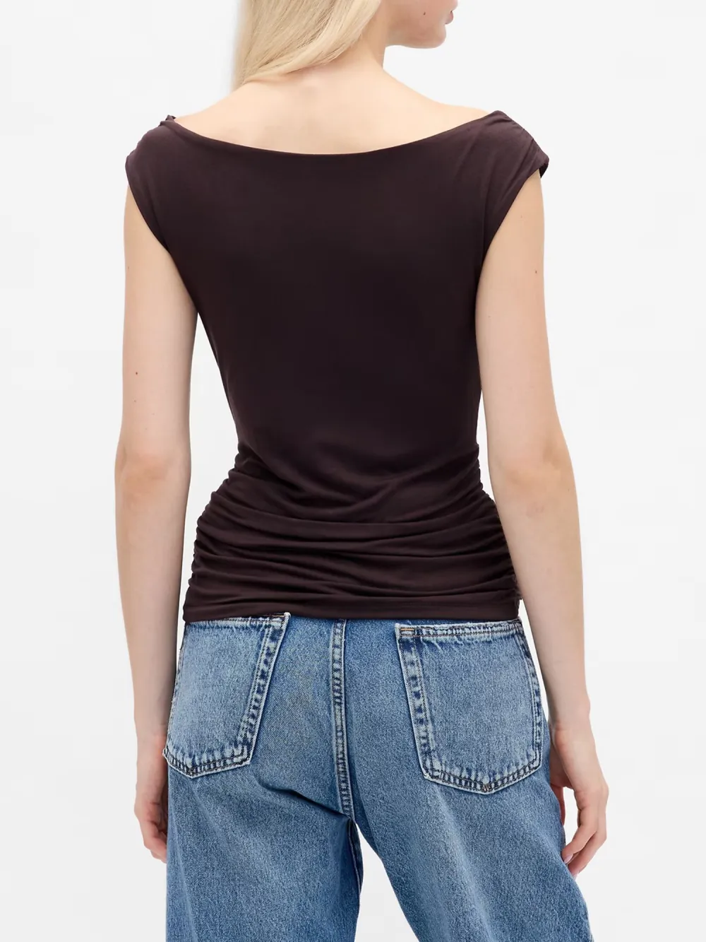 Shoulder Solid Color Short Sleeved Top
