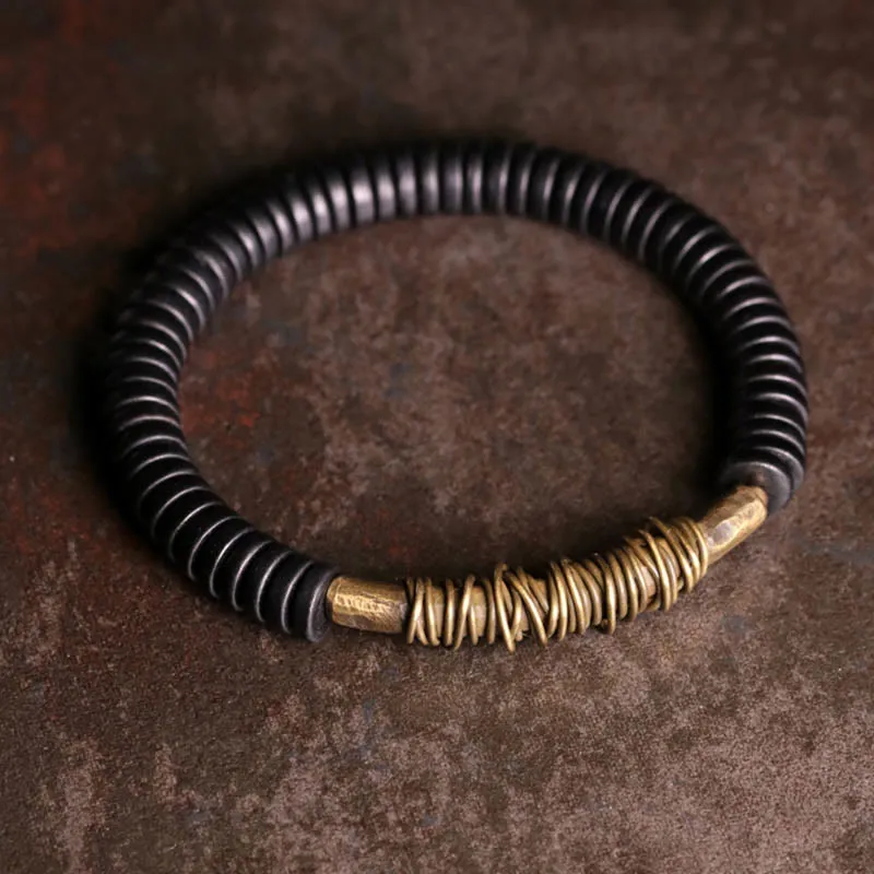 Natural Ebony Wood Copper Bracelet