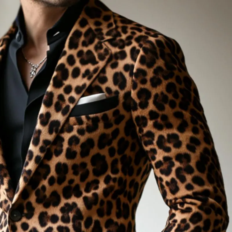 Structured Button Leopard Print Blazer