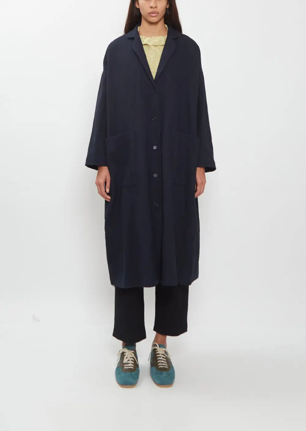Women's Notch Lapel Single Breasted Longline Coat