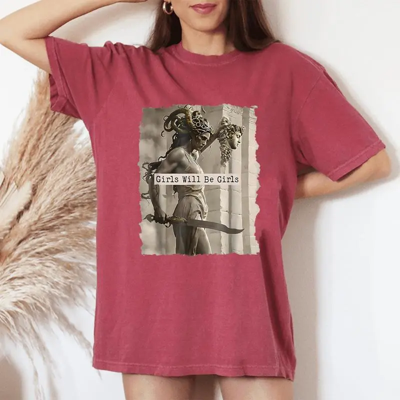 Girl Will Be Girls Witch Witchy Spooky Monster Halloween Women's Oversized Comfort T-Shirt