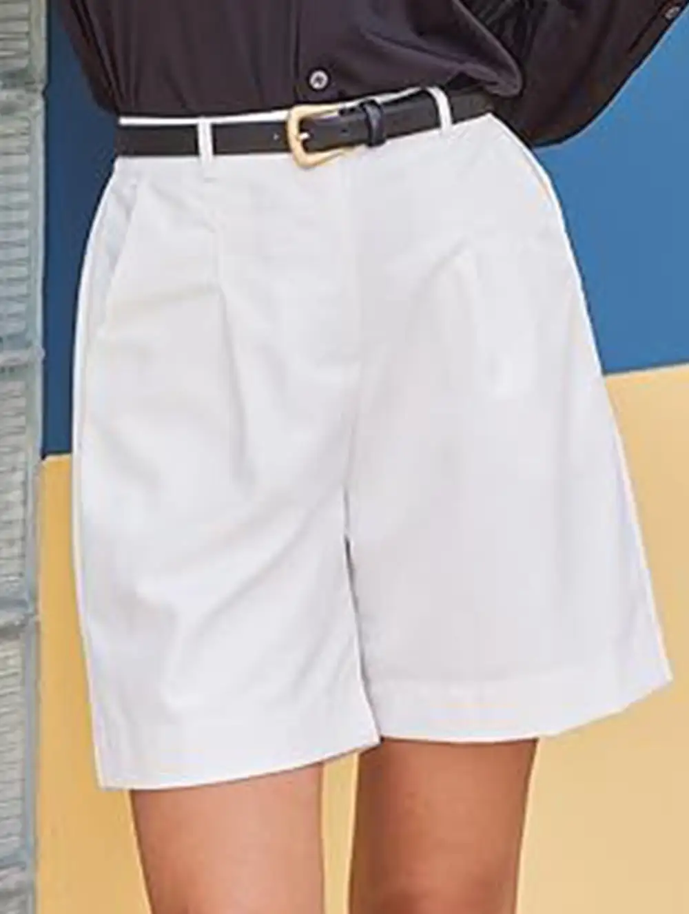 High-Waist Wide-Leg Suit Shorts