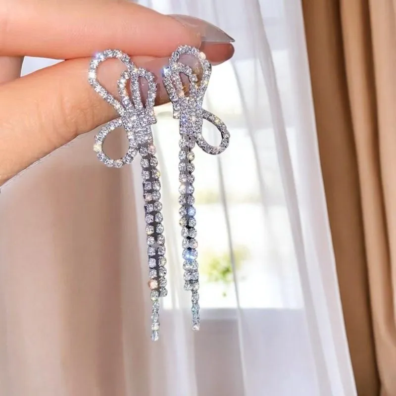 Butterfly Bow Crystal Drop Earrings