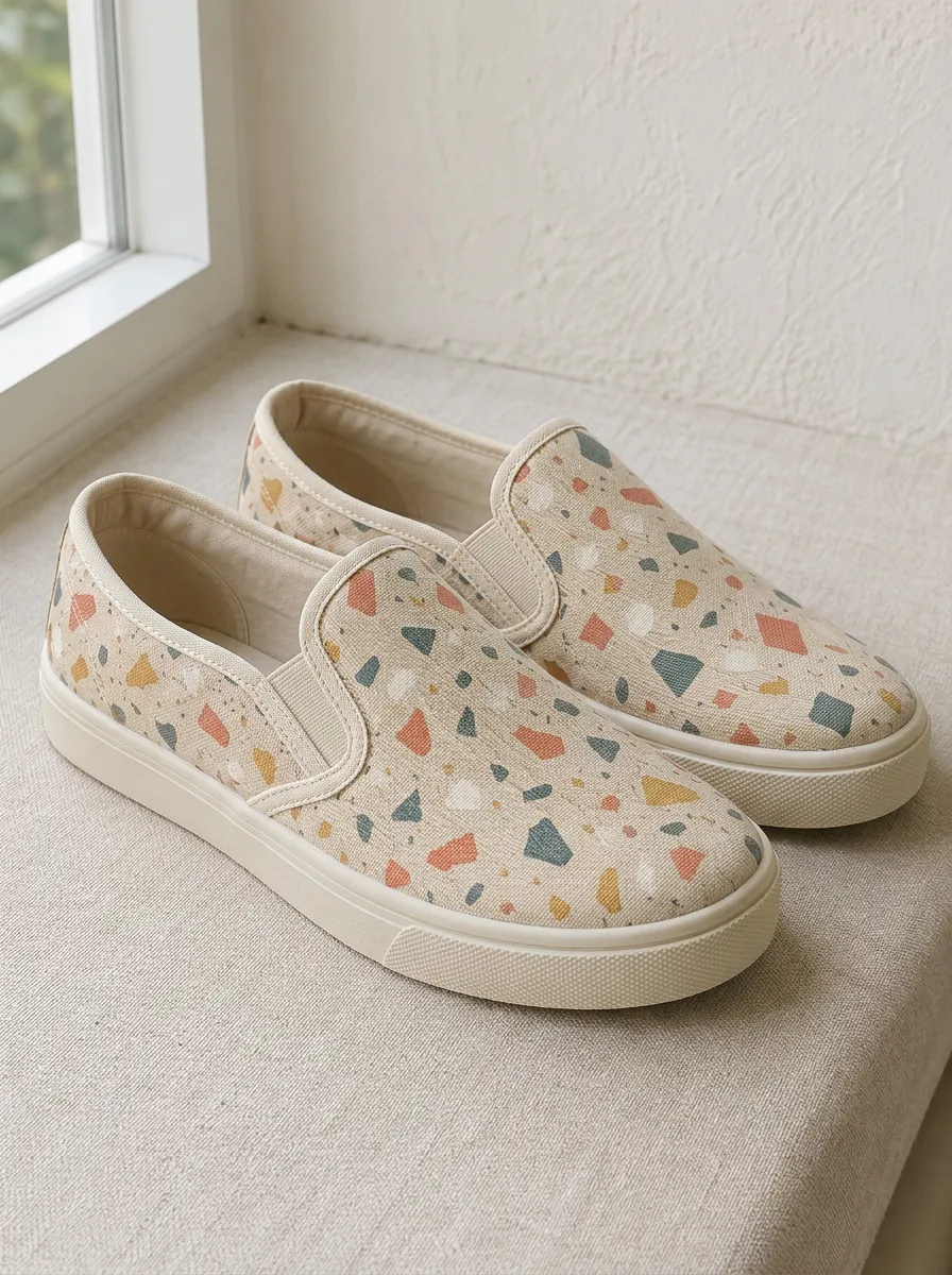 Women's Refined Terrazzo Pattern Colorful Stone Patterned Canvas Shoes