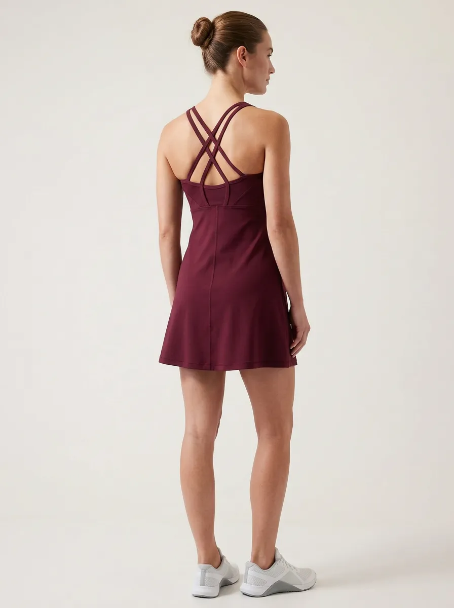 Women's Cross-Back Scoop-Neck Tennis Mini Dress