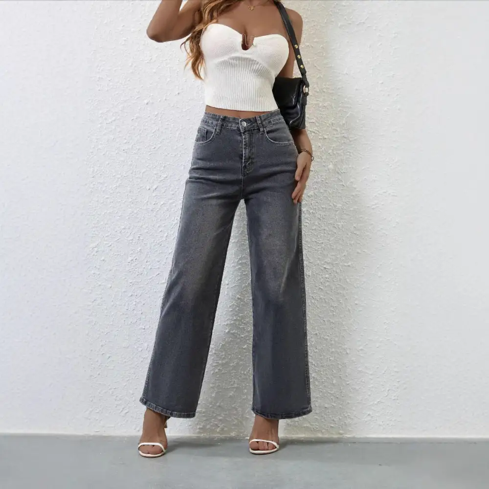 Women's High Waist Straight Leg Jeans