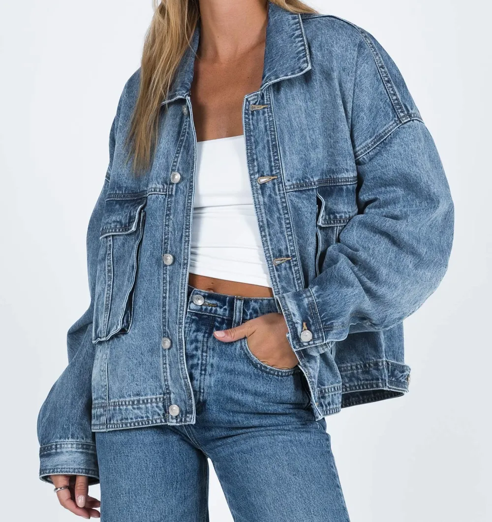 Mid-Wash Oversized Denim Jacket
