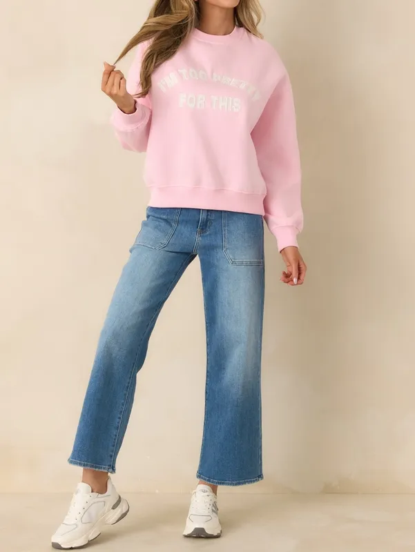 Pink Graphic Crewneck Sweatshirt