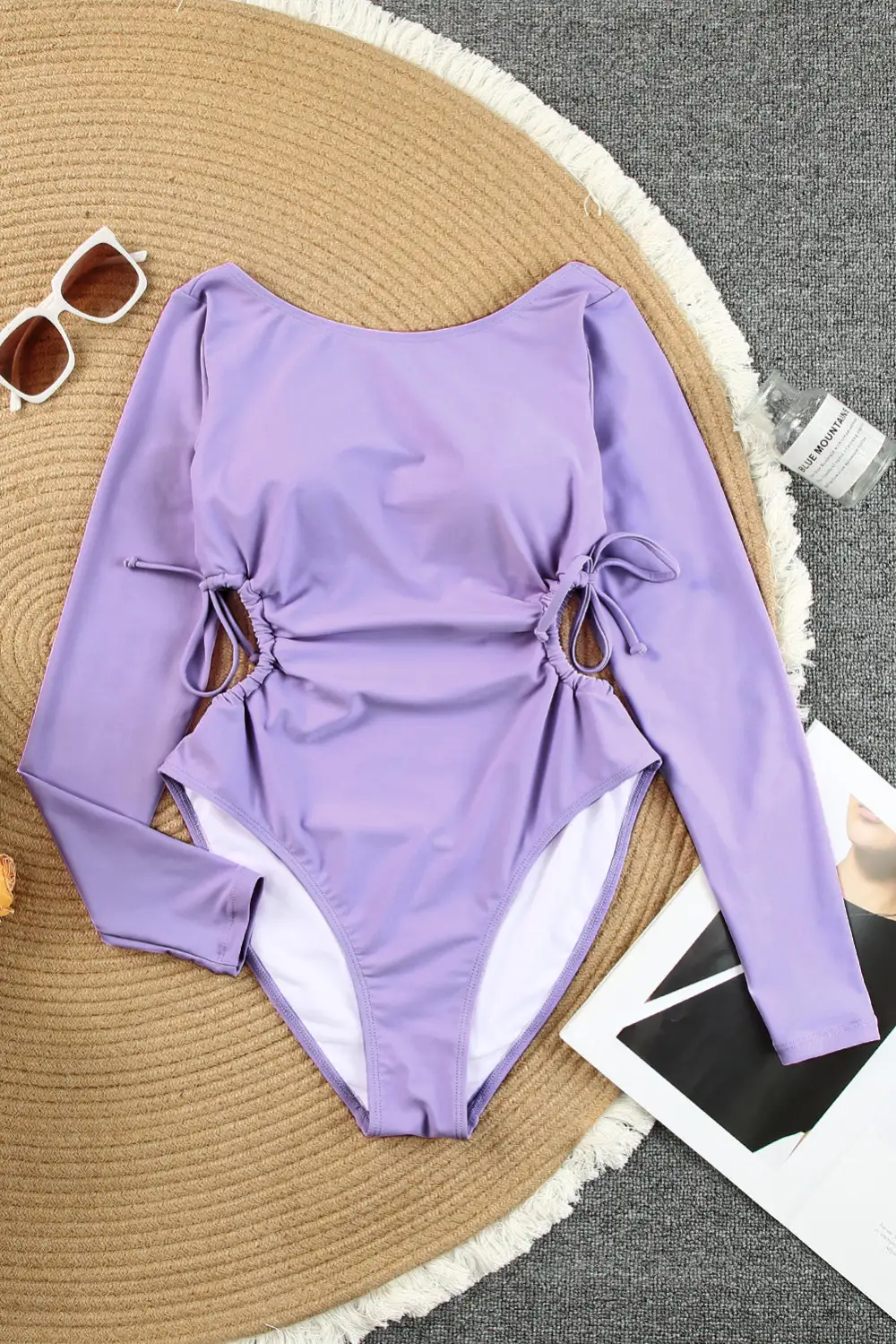 Swimwear Solid Drawstring Sheath Active Elegant Sexy Casual One Pieces