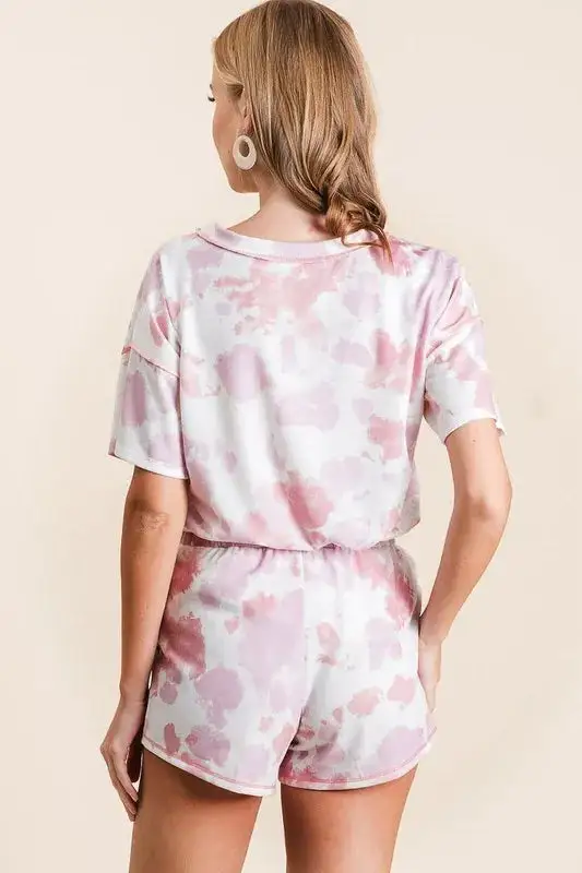 Tie Dye Print Terry Side Pocket Shorts