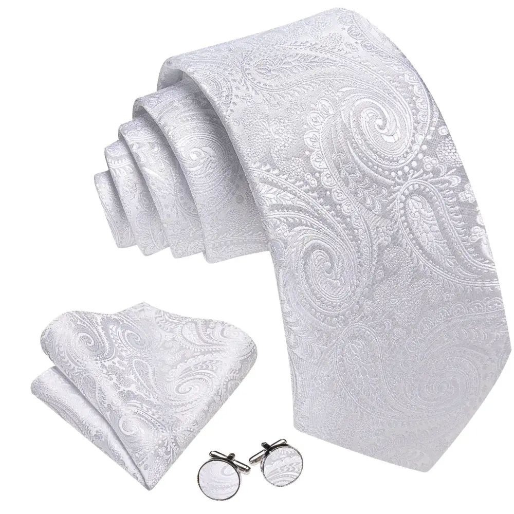 Minimal Paisley Silk Necktie Set