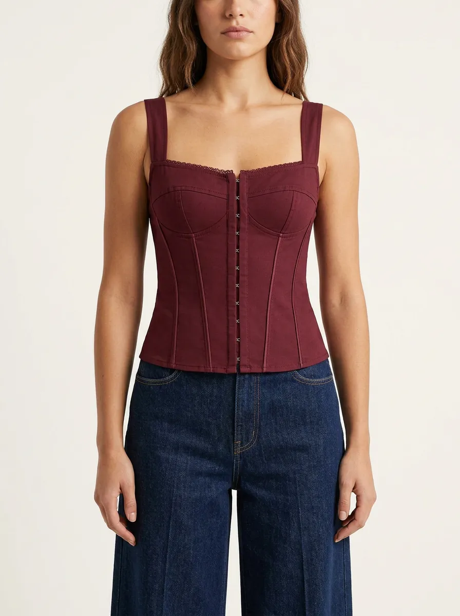 Square-Neck Women's Corset Top