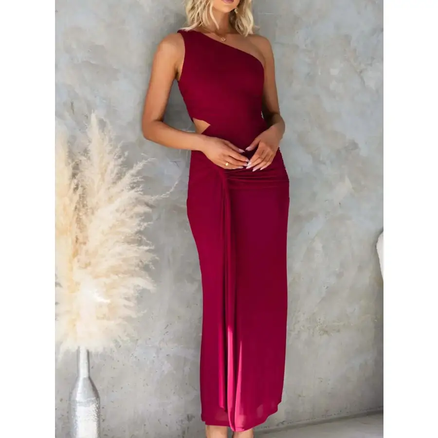 One Shoulder Cutout Bodycon Maxi Dress