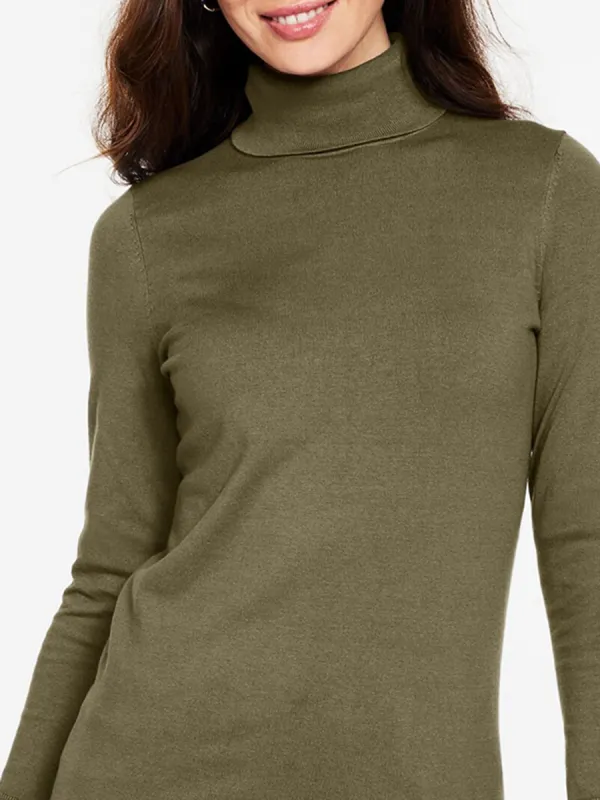 Women'S Simple And Stylish Knitted Pullover With A High Collar