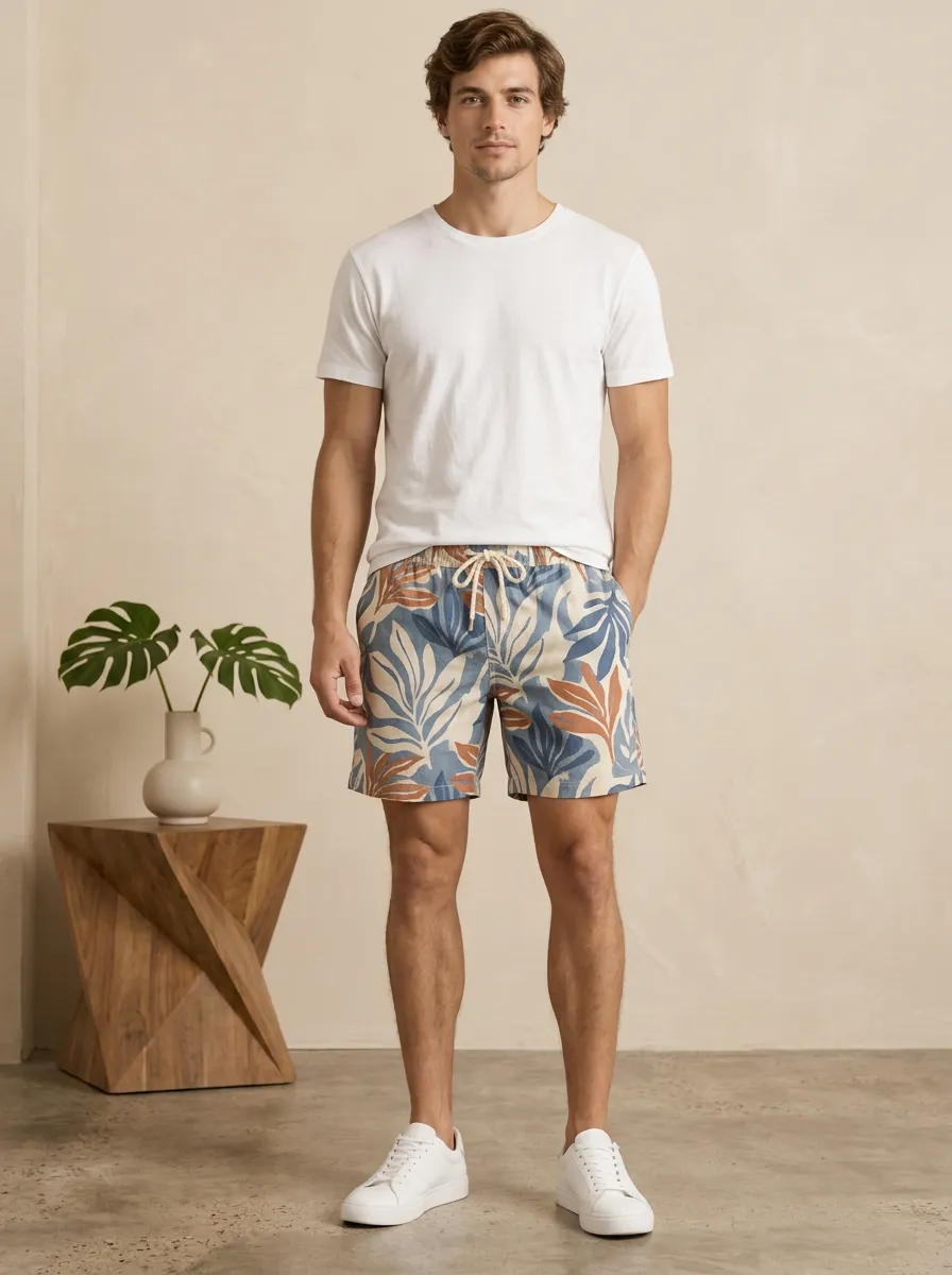 Men's Botanical Pattern Garden Inspired Shorts