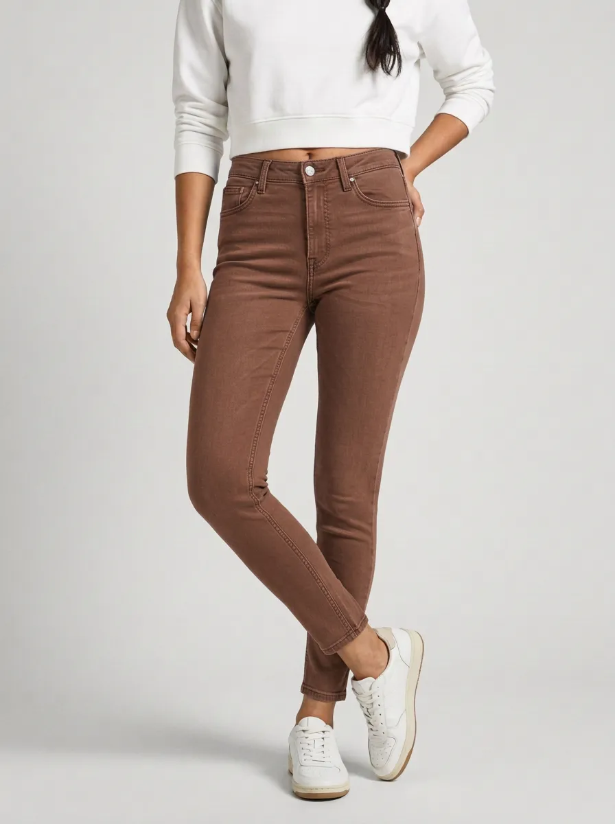 Women's High-Waisted Blue Denim Slim Fit Jeans