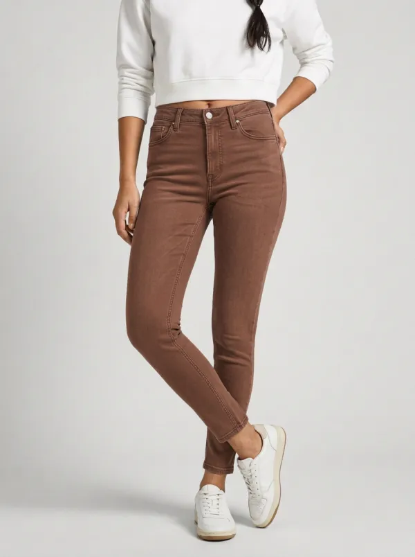 Women's High-Waisted Blue Denim Slim Fit Jeans