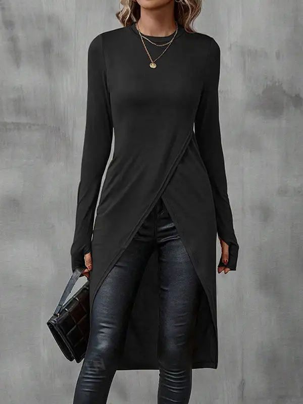 Bodycon High Low Round Neck T-Shirt