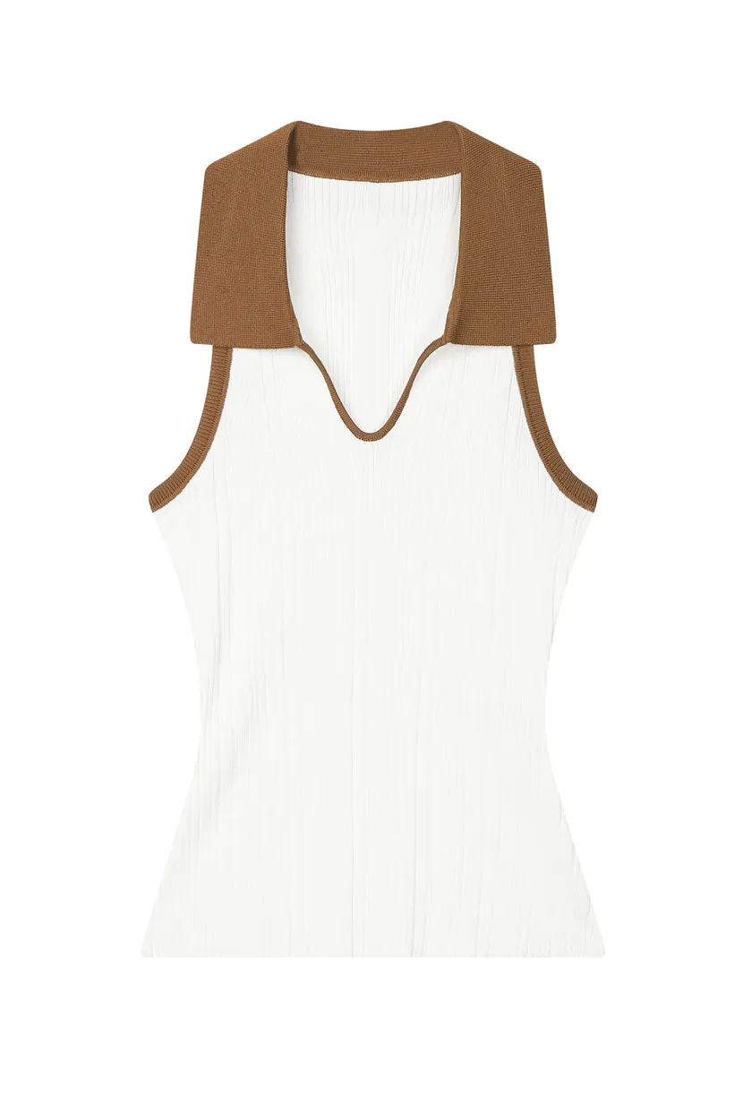 Knit Top - Ivory & Camel