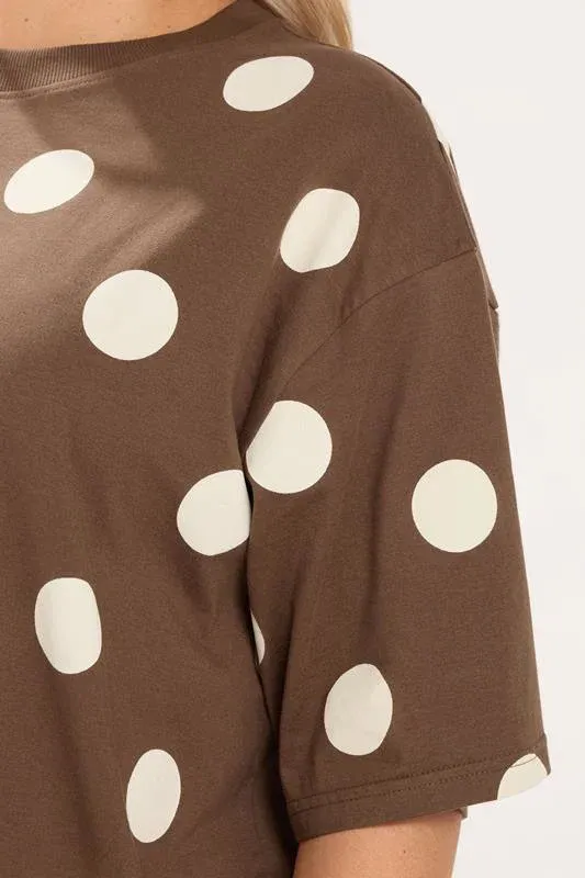 LIMITED COLLECTION Curve Brown Polka Dot T-Shirt