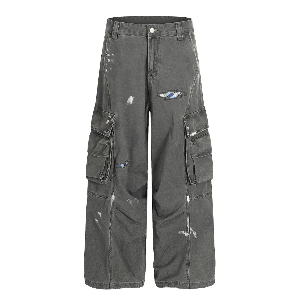 Distressed Loose Cargo Pants