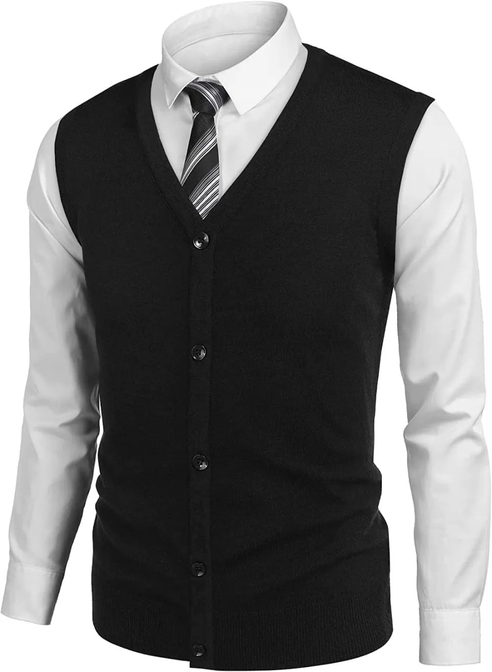 Casual Sleeveless Knitted Button Cardigan Vest Jeans