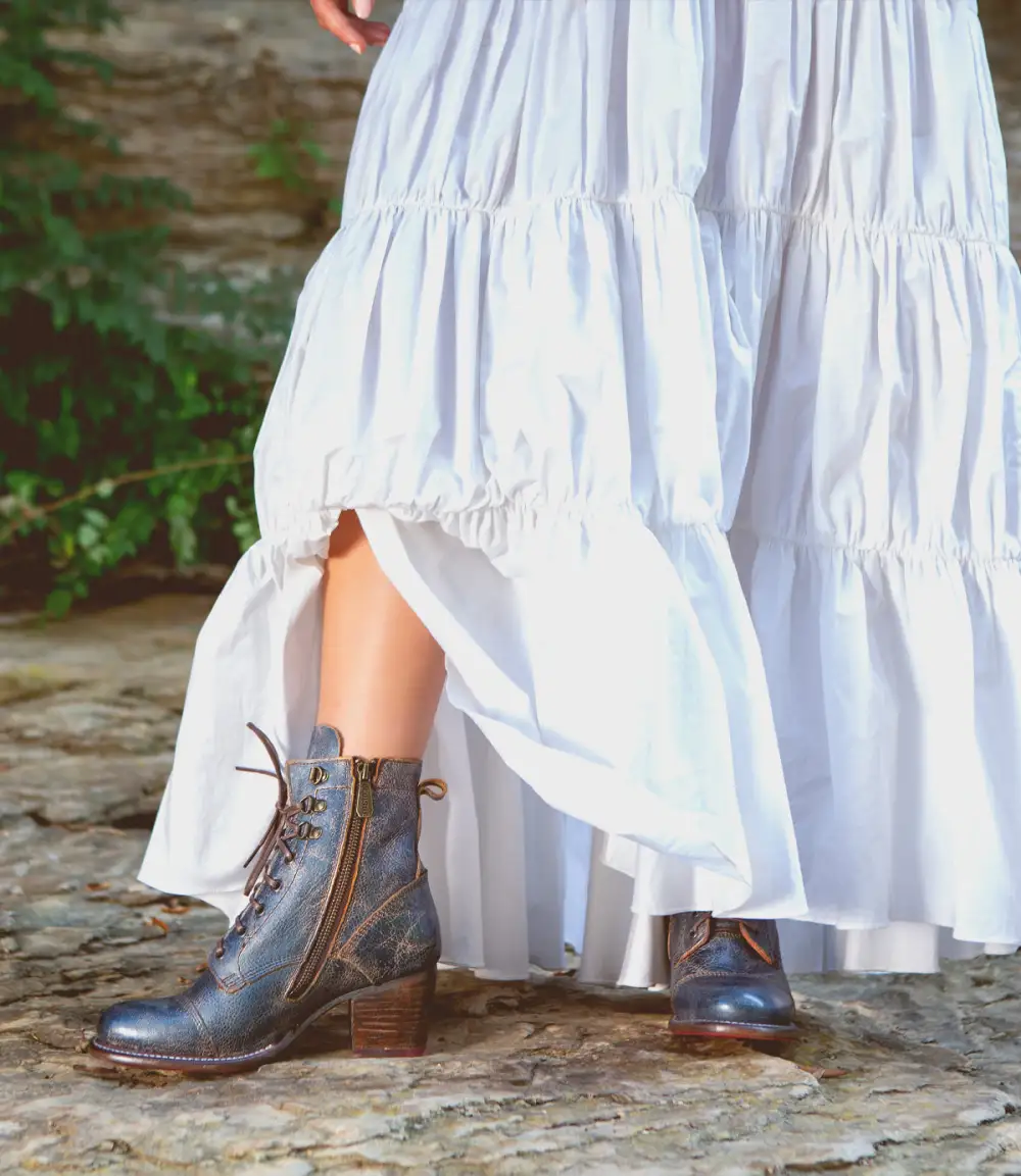 Cap-Toe Side-Zip Lace-Up Boots