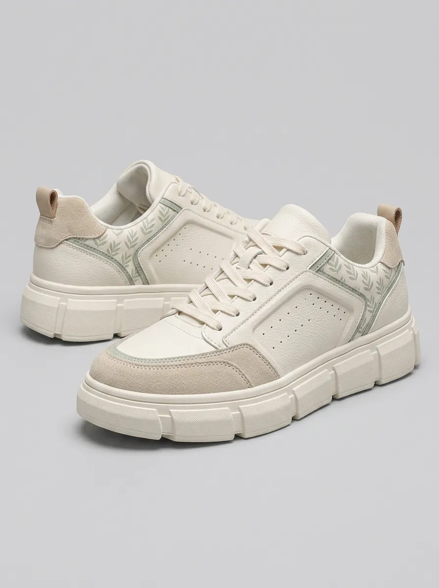 Men's Urban Botanical Leaf Pattern Printed Casual Sneakers