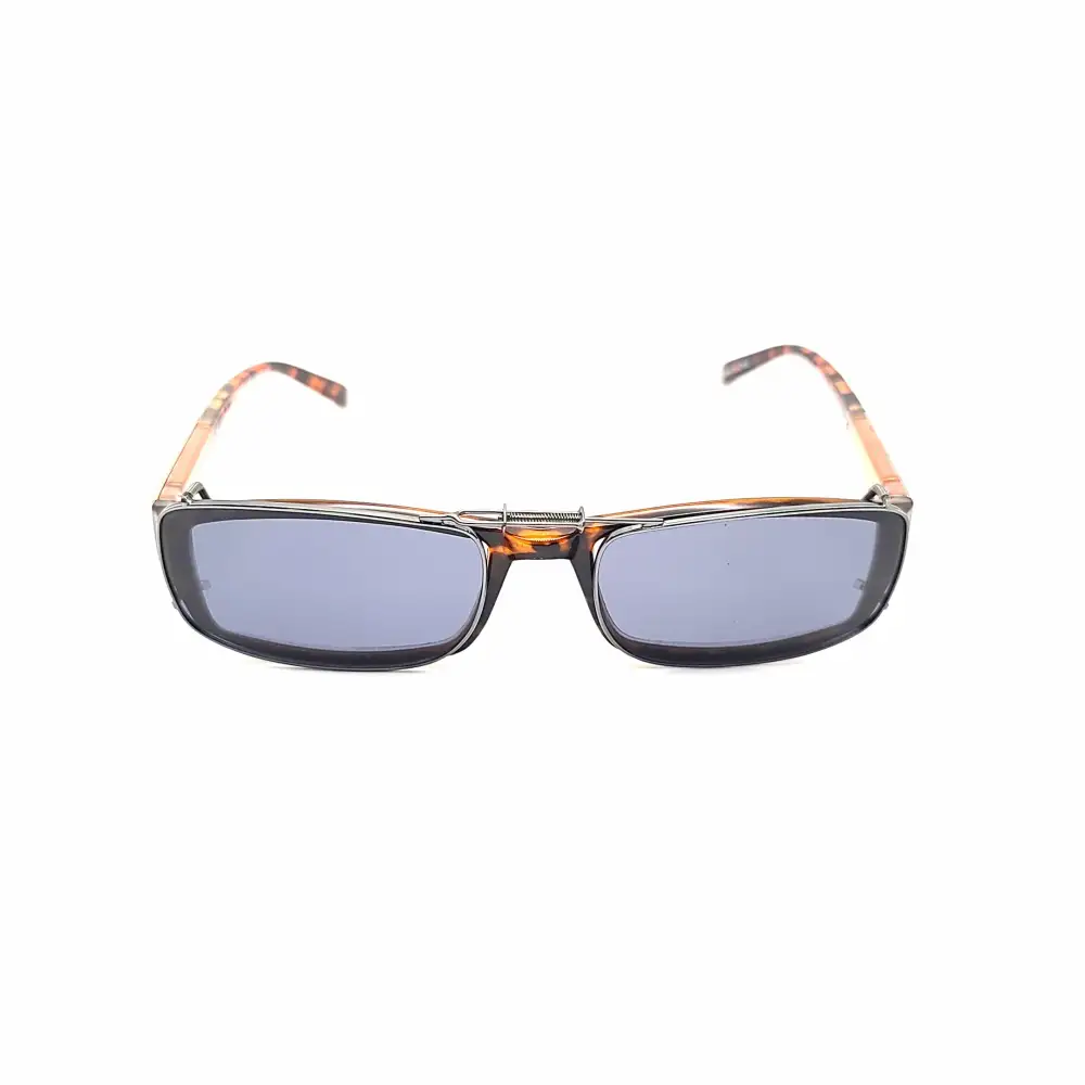 Smoke Lens 56mm Rectangular Polarized Clip-On Sunglasses