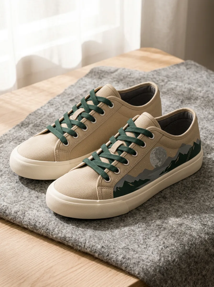 Men's Nature Lover Mountain Moon Printed Canvas Shoes