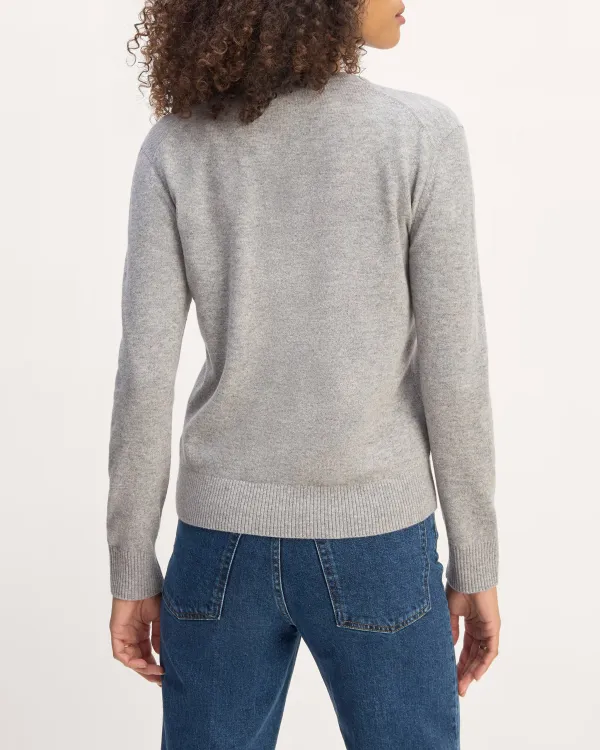 The Light Heather Grey Classic Crew in Cashmere