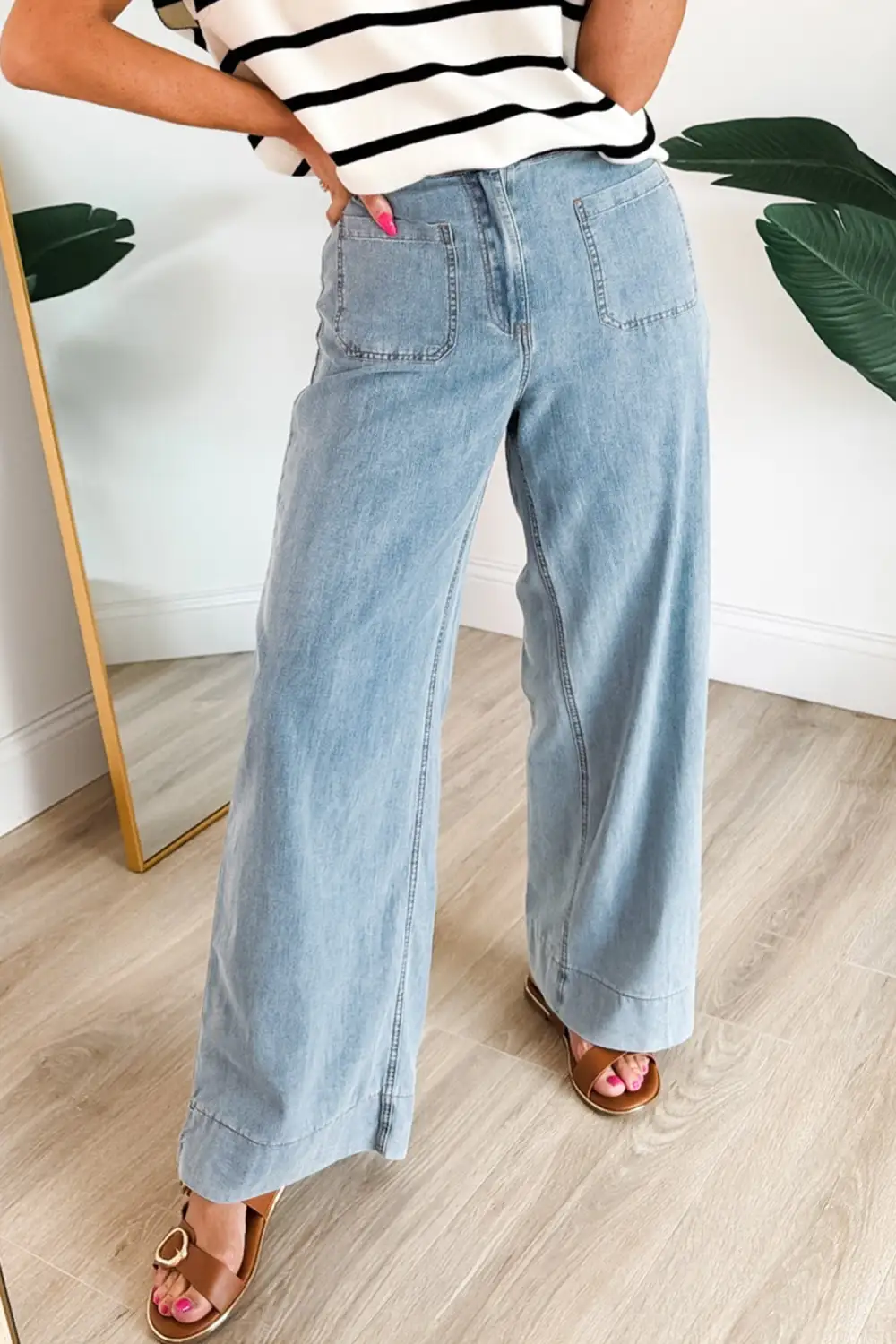 Women's Solid Full Length Regular Pocket Detail Wholesale Denim Jeans