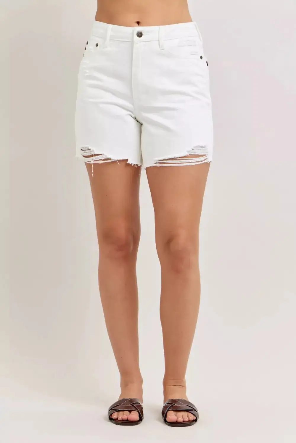 Denim High Waist Relaxed Fit Cropped Casual Shorts