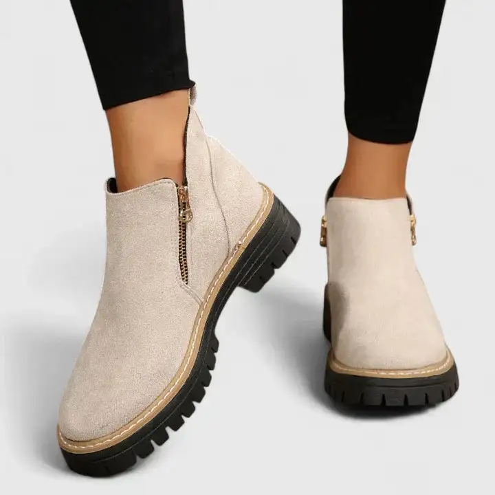 Pull On Buckle Strap Ankle Boots